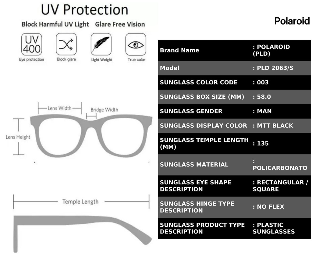 POLAROID PLD Sunglasses PLD 2063 S urbanlens88