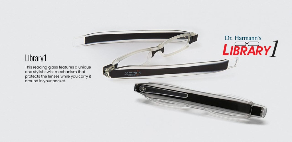 Dr.Harmanns Reading Glass Plastic Black Library 1  +1.75 Medium Wayfarer